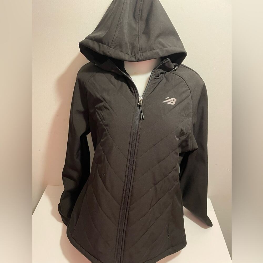 New Balance Brand Women's Large Black Quilted Fleece Jacket Athletic Athleisure